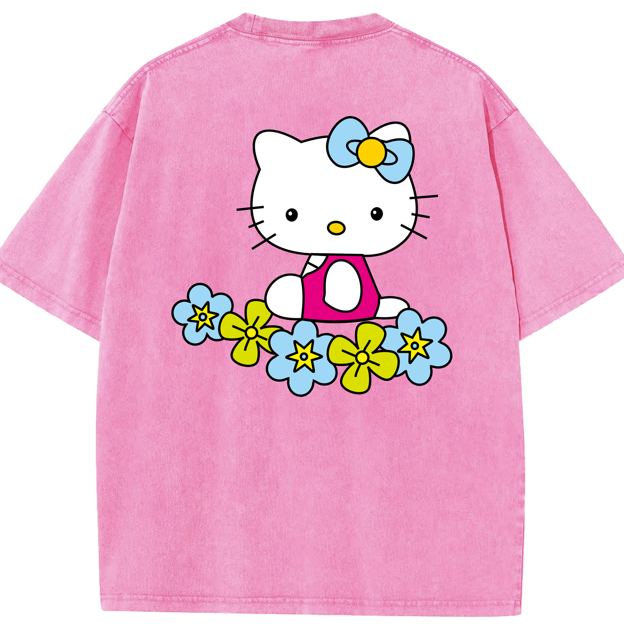 （画像用） Hello Kitty ハローキティ 綿100% ヴィンテージ風 半袖Tシャツ（背面プリント）